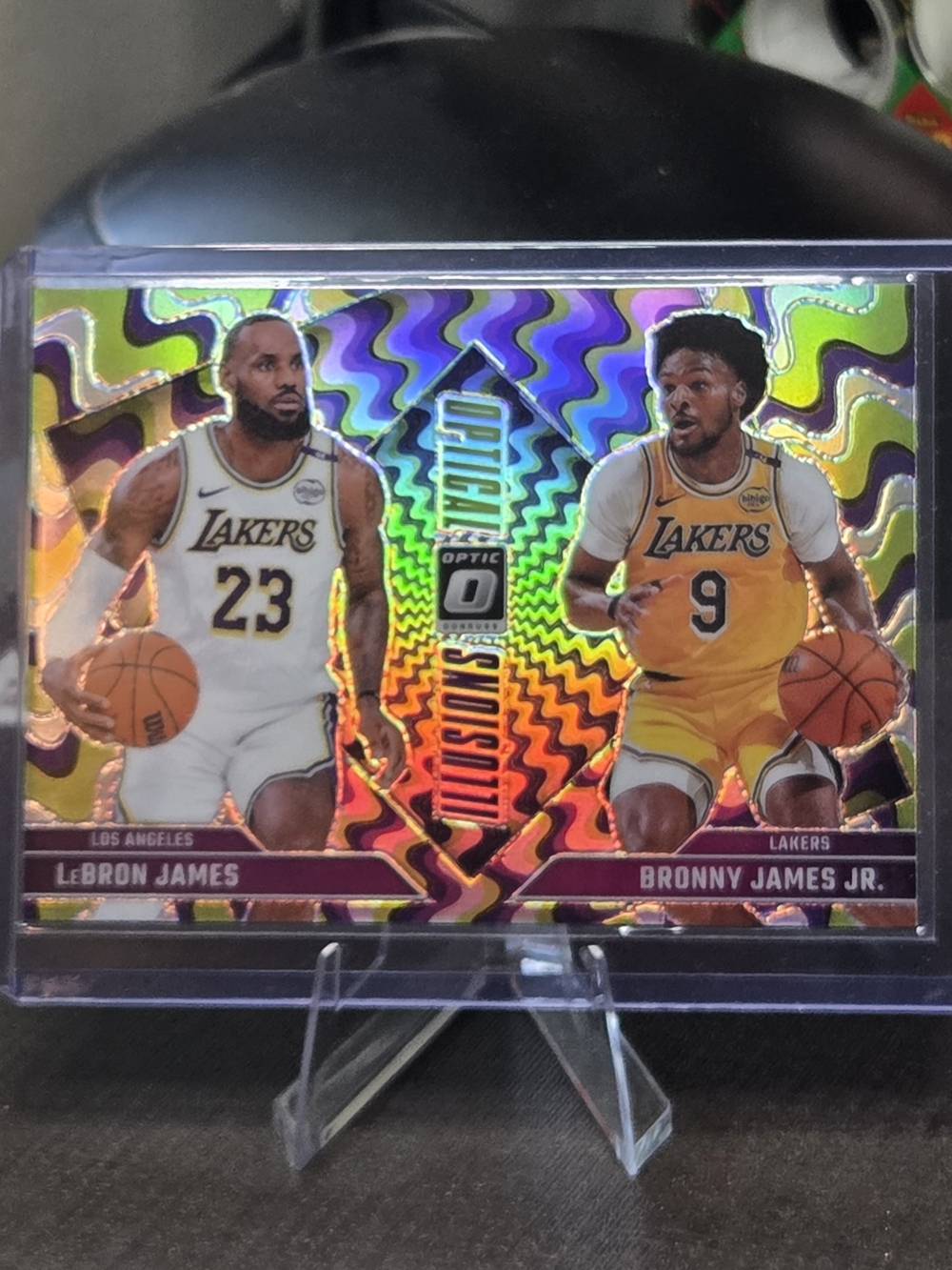 LeBron James & Bronny James Jr. Lakers Optic Illusions NBA Card